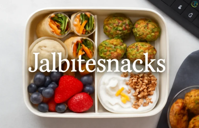 Jalbitesnacks in a bento box with healthy, colorful lunch items including veggie wraps, quinoa bites, fruit, and yogurt.