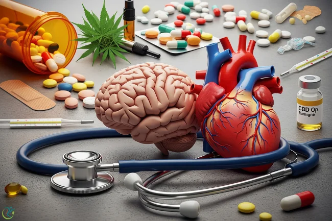 Medical marijuana products including cannabis buds, a stethoscope, and anatomical models for qualifying conditions in Pennsylvania's medical marijuana program.