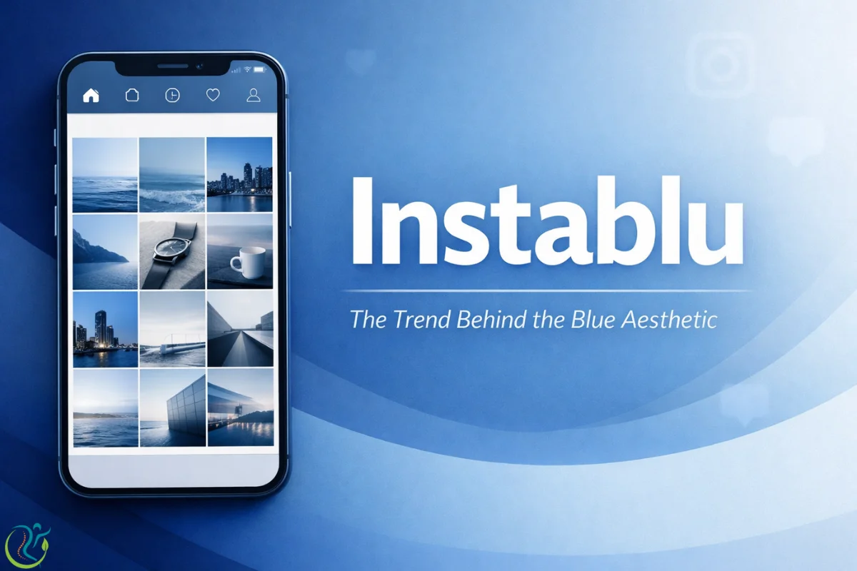 Instablu featured image showing a blue-toned Instagram feed aesthetic with smartphone and minimalist design