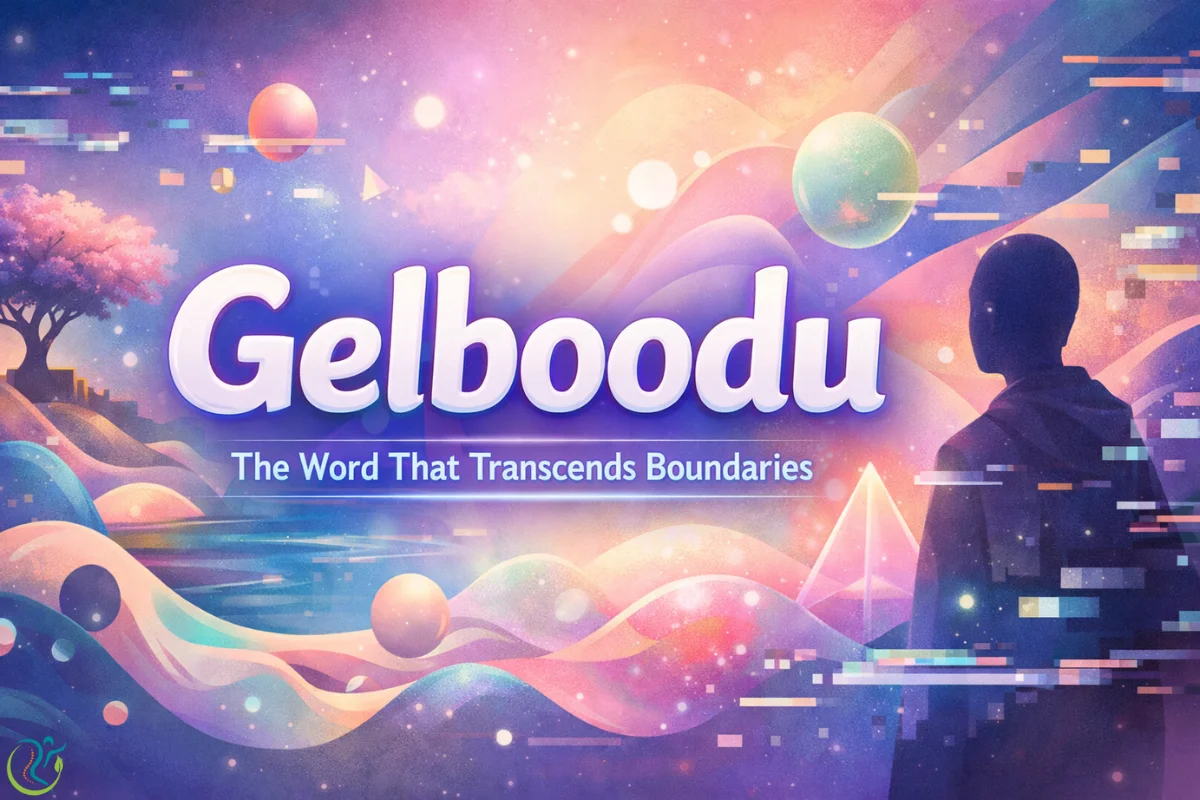 Gelboodu featured image showing surreal abstract digital art with the word Gelboodu in bold, symbolizing culture, creativity, and identity.