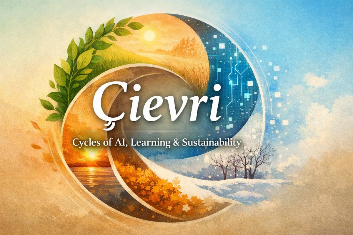 Kotora Çievri visual showing cyclical harmony between nature, artificial intelligence, learning, and sustainability