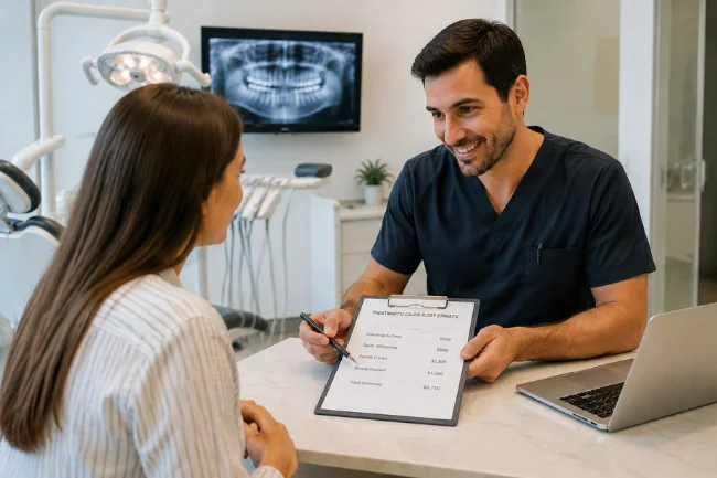 Dental care cost consultation in clinic