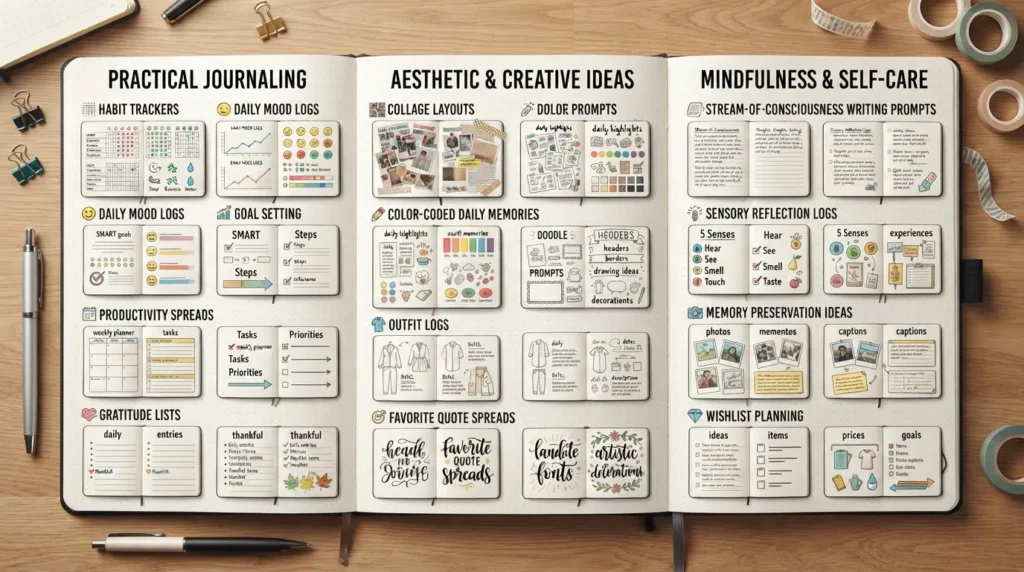 50 plus creative diary ideas aesthetic practical journaling guide