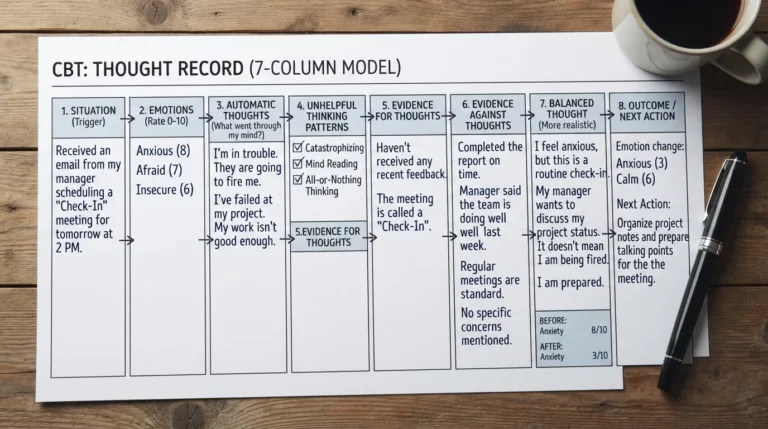 CBT Journal: How to Use a Thought Record With Examples & Template