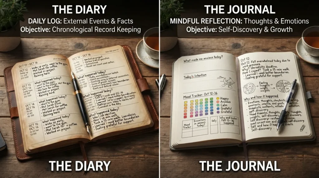 Journal Writing vs Diary Writing Comparison