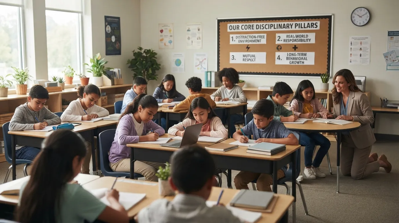 A focused classroom environment showing students engaged in learning, representing why discipline matters in education.