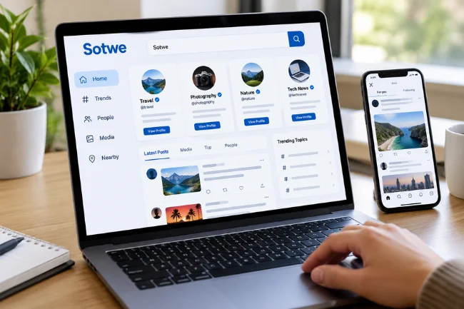 Sotwe public X profile viewer on laptop